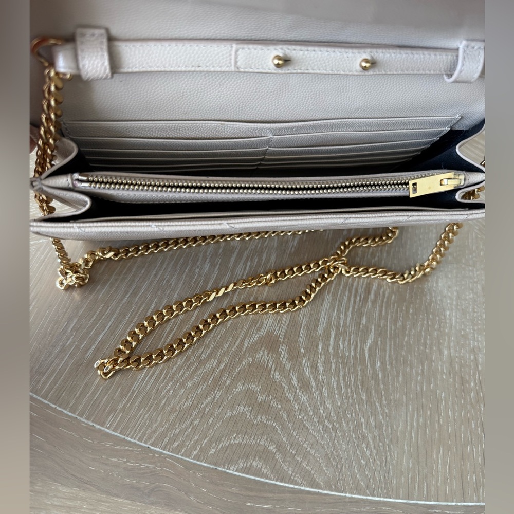 Yves Saint Laurent Classic CASSANDRE chain on wallet in grain LEATHER full set - Picture 10 of 12